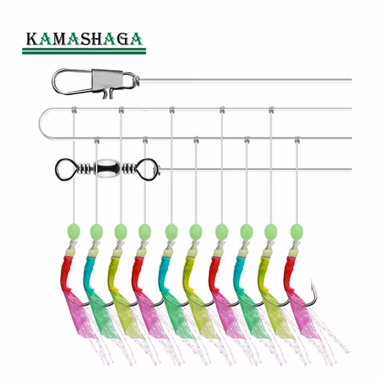 Anzuelos Sabiki de piel de pescado simulada de 3 colores Lotus 7#